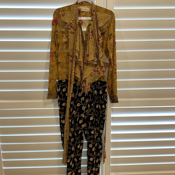 Faith Connexion Yellow Floral Silk Jumpsuit size small - Picture 4 of 5